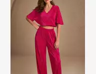 Ensemble ruechic blouse en manche plissé en tissu 