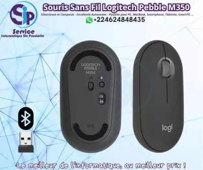 Souris Sans Fil Logitech Pebble M350_Gris Clair_Bluetooth