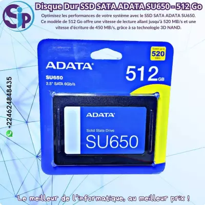 Disque Dur SSD SATA ADATA SU650 - 512 Go