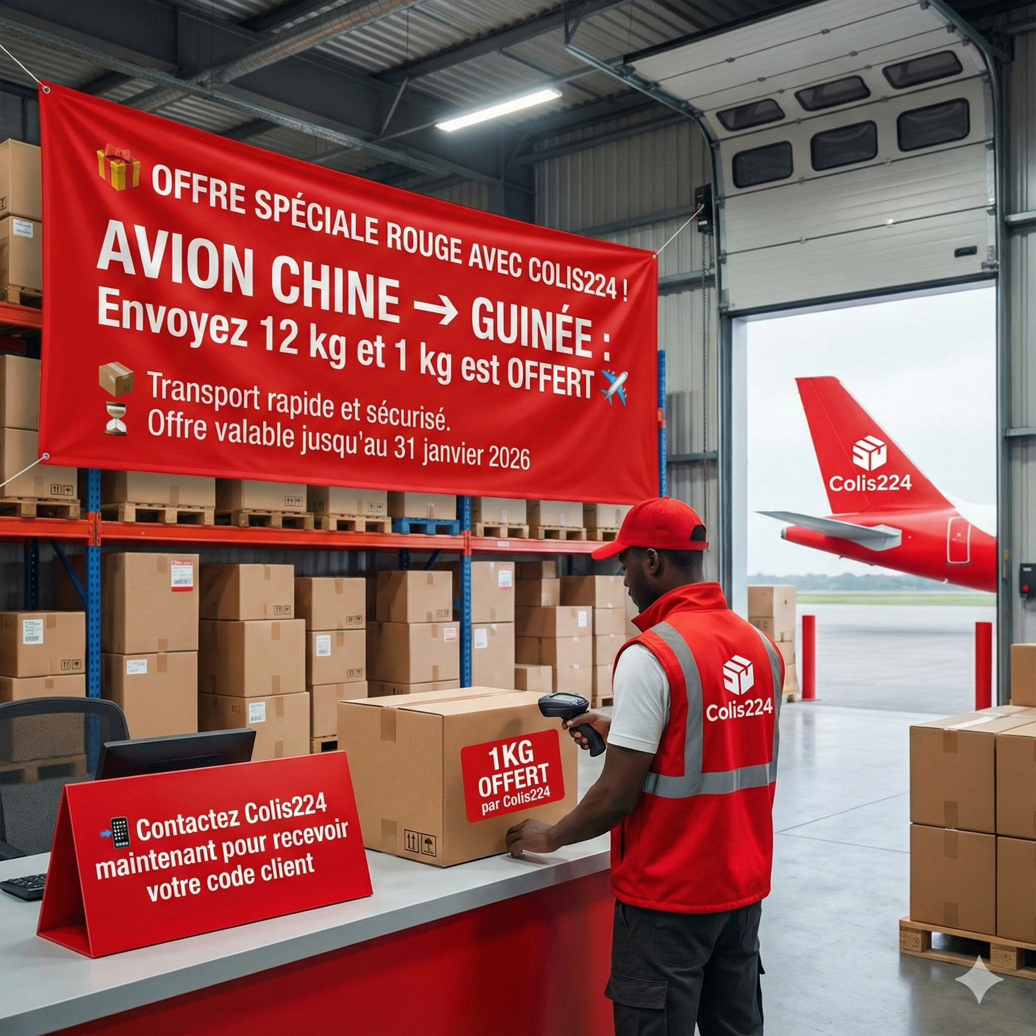 ChineGuinée Profitez de notre SUPER PROMO : 📦 Envoyez 12 KG... ✨ ...et repartez avec 1 KG OFFERT !