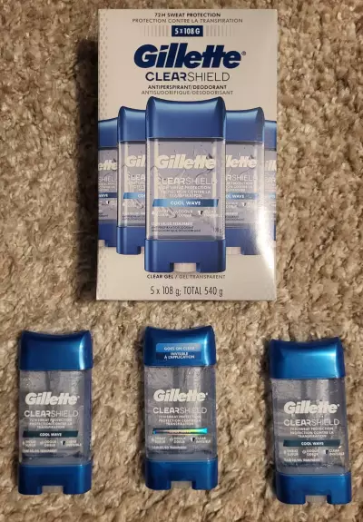 Déo (Gillette, Dove men, Pure Sport, ) Patte Colgate lait de vaseline 
