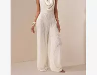 Combinaison  moulante à col ras-du-cou texturé en tricot