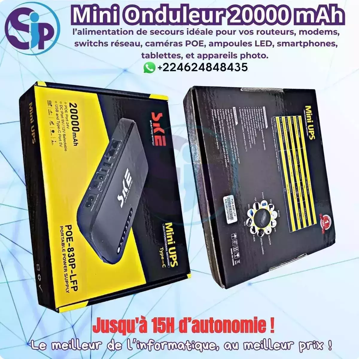 Mini Onduleur POE 20 000 mAh – Alimentation de secours
