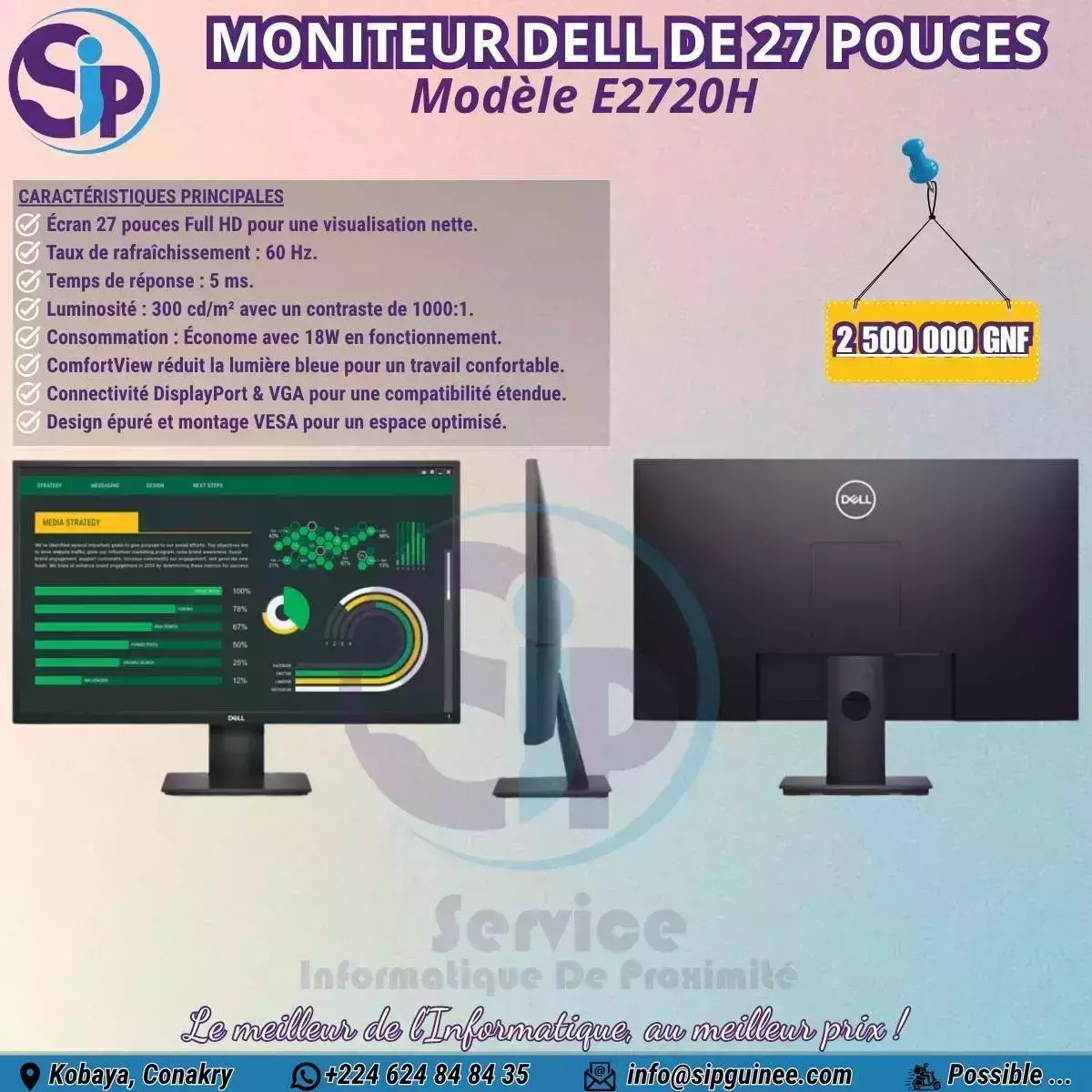 💻 Moniteur Dell E2720H – 27