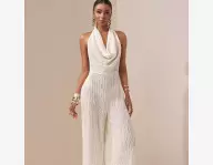 Combinaison  moulante à col ras-du-cou texturé en tricot